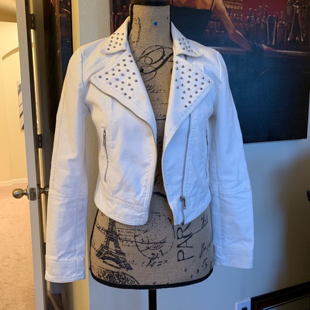 Off White Jean Studded and zipper jacket